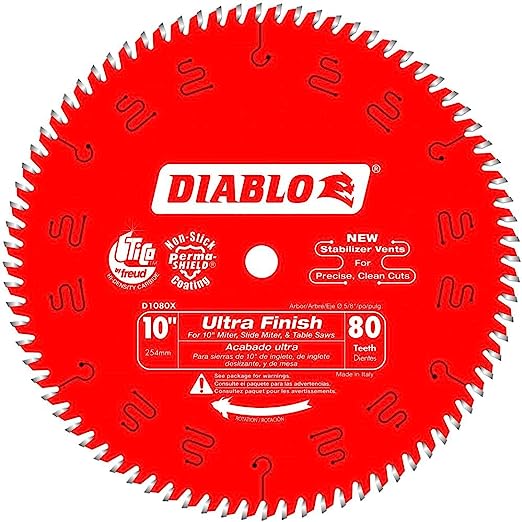 DIABLO D1080X 10¨ X 80T ULTRA FINISH SAWBLADE DIABLO D1080X 10¨ X 80T ULTRA FINISH SAWBLADE